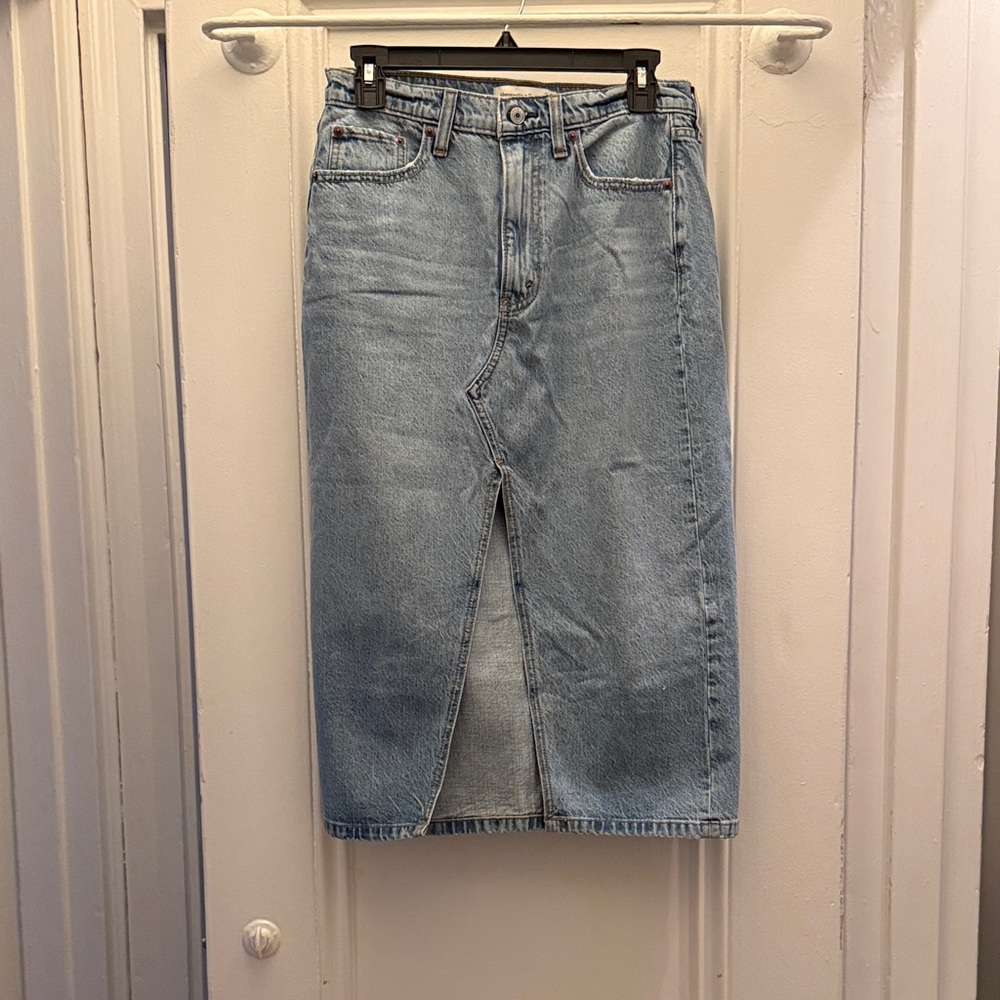 Abercrombie Light Blue Denim Midi Skirt